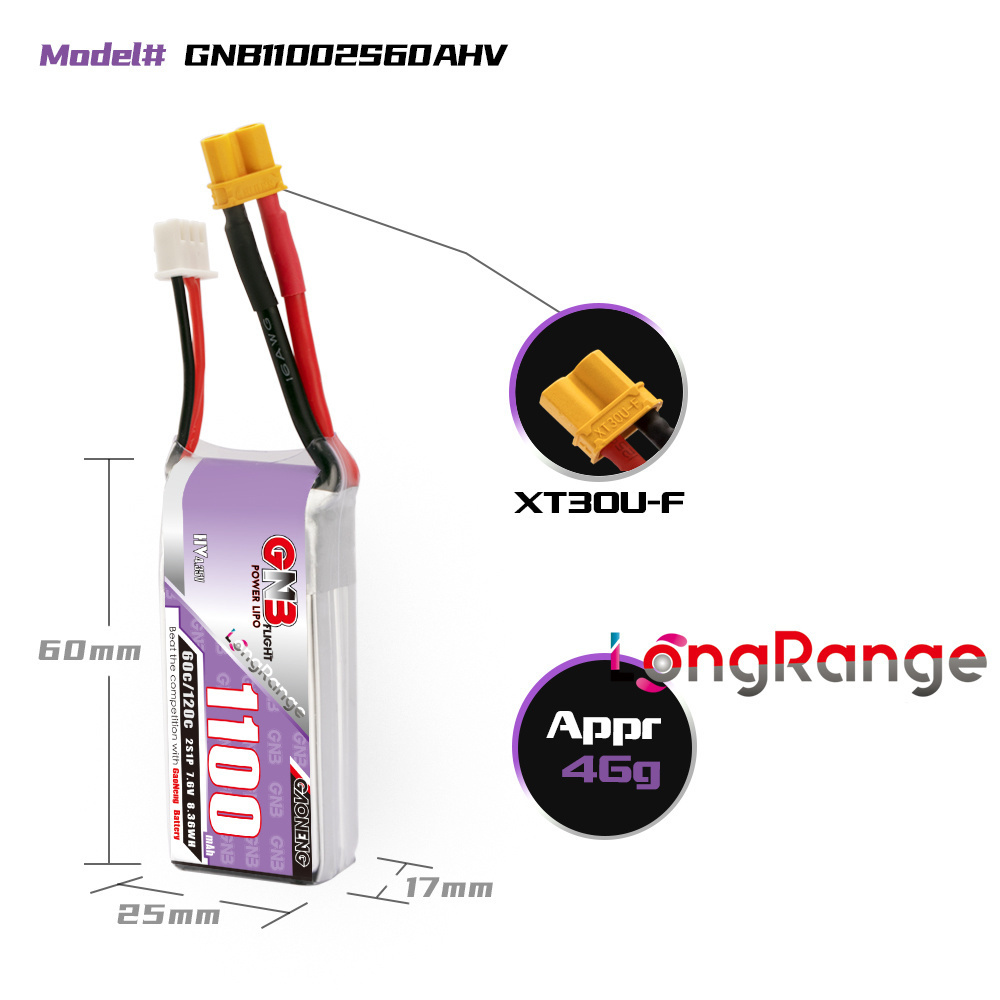 GNB 1100mAh 2S 3S 4S 6S 60C/12 - Fpv Drone Battery のレビューと価格