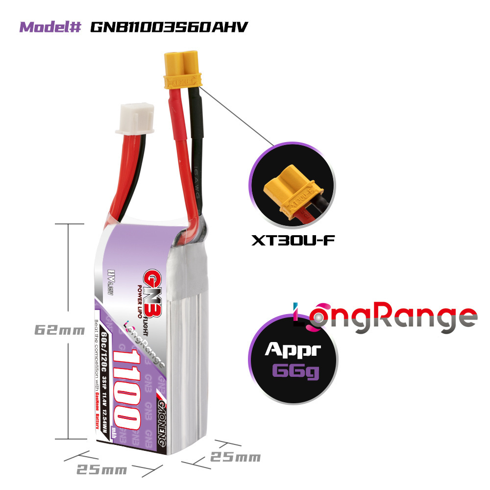 GNB 1100mAh 2S 3S 4S 6S 60C/12 - Fpv Drone Battery のレビューと価格